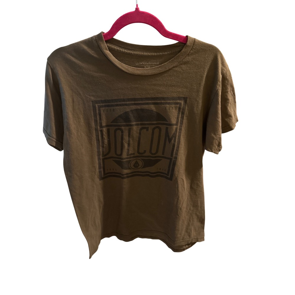 Volcom Mens Graphic T-Shirt Olive Green Short Sleeve Logo Print Size M